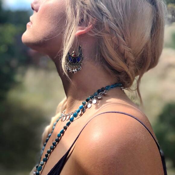 Sterling Silver Blue Aquamarine and Apatite Quartz Necklace - Picture 6 of 9